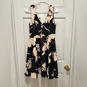 Anthropologie Maeve Women’s Amory Black Ivory Floral Fit & Flare Dress